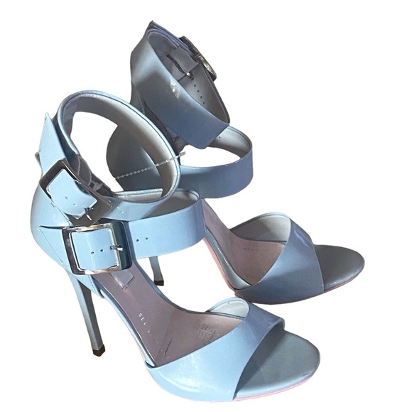 ANDREA Baby Blue Stiletto’s 4 1/2” Heel Double Ankle Strap Women’s Size 7 ECU - Picture 1 of 16
